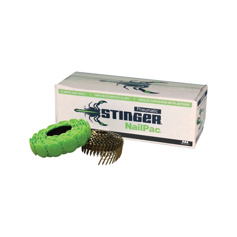 Stinger NailPac Electro Galvanized with 1 in. Collated Plastic Caps Roofing Nails for use with Stinger SN100B or CN100