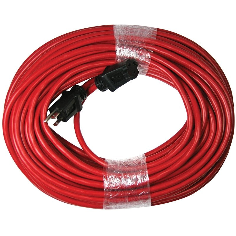 Prime 100 ft. Red 14/3 AWG 3-Prong Plug Heavy Duty Electrical Extension Cord