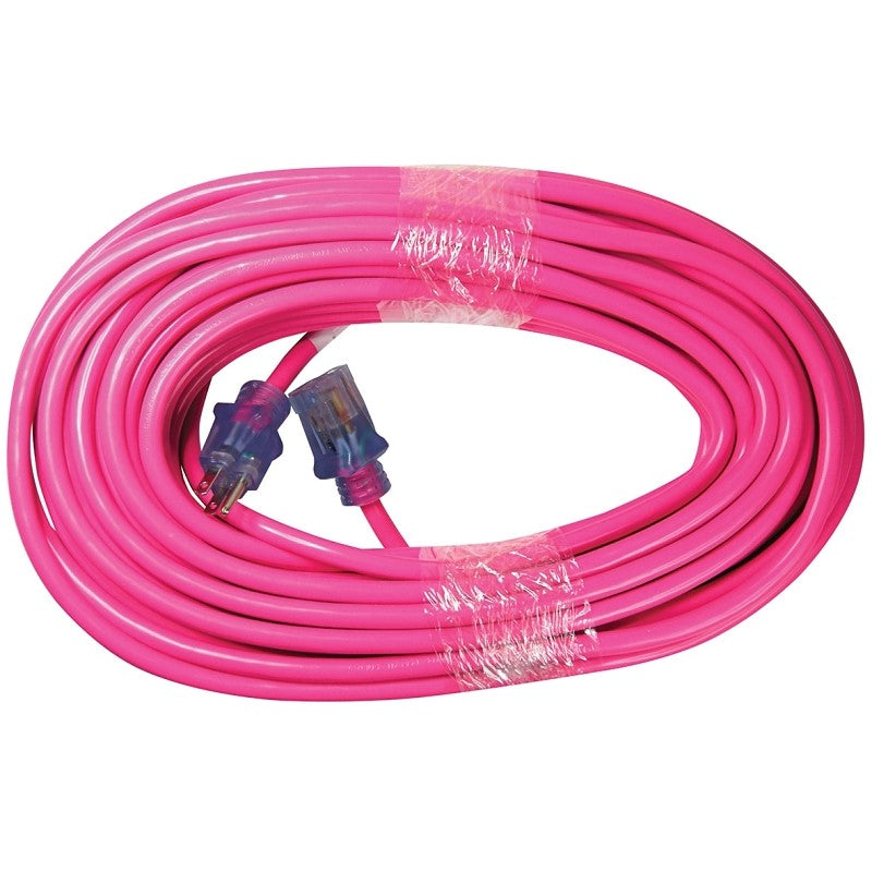 Prime 80 ft. Pink 12/3 AWG 3-Prong Plug Extra Heavy Duty Electrical Extension Cord