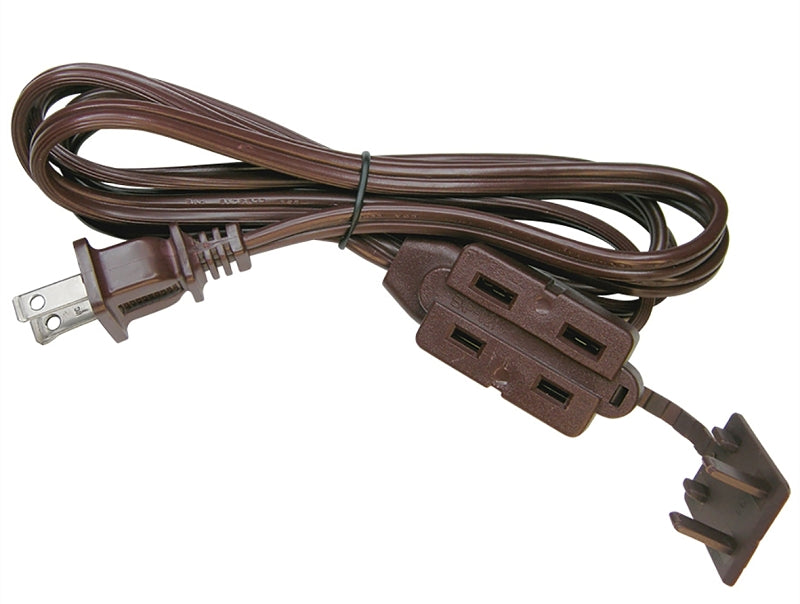 Prime 12 ft. Brown 16/2 AWG 2-Prong Plug 3 Outlet Head Household Electrical Extension Cord