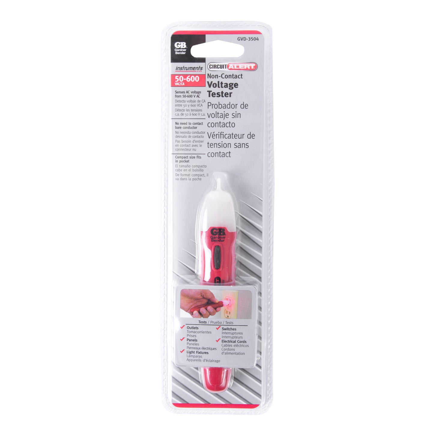 Gardner Bender GVD-3504 Circuit Alert Non-Contact Voltage Detector Tester, Indicates AC Voltage 50-600V
