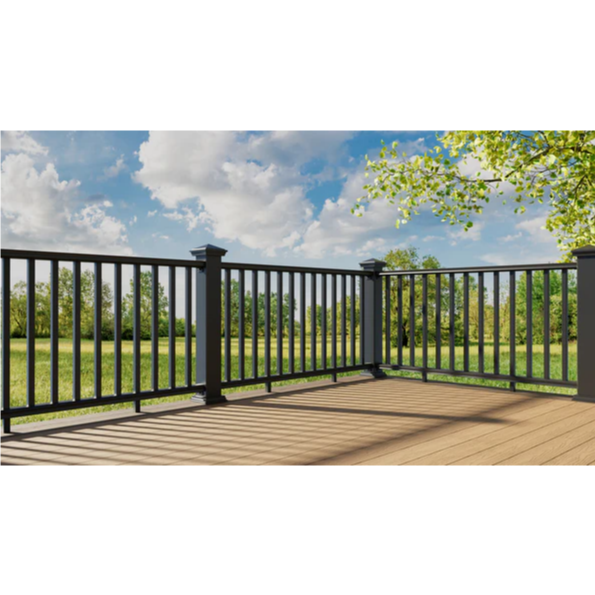 Fiberon Brio 3 ft. x 6 ft. Black Stair Rail Kit w/ Square Composite Balusters