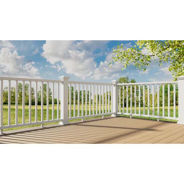 Fiberon Brio 3 ft. x 6 ft. White Stair Rail Kit w/ Square Composite Balusters