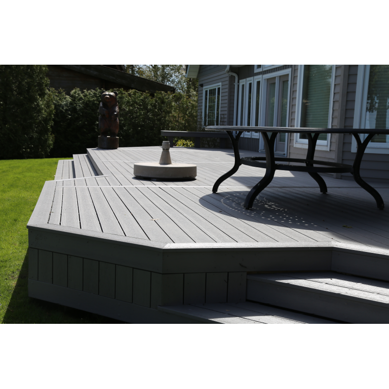 TruNorth Enviroboard 5/4 in. x 5-1/2 in. x 12 ft. Stone Grey Grooved Composite Deck Boards