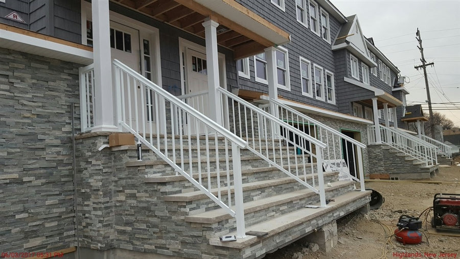 Regal Rail White 36" Narrow Aluminum Stair Pickets - 12 pieces Feature Deck Photo
