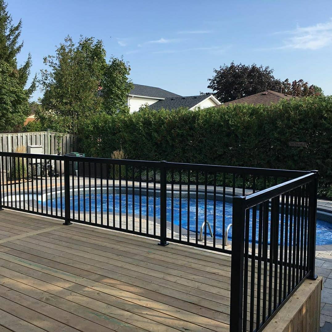 Regal Rail Black 8' Aluminum Top and Bottom Hand Rail Feature Deck Photo 2