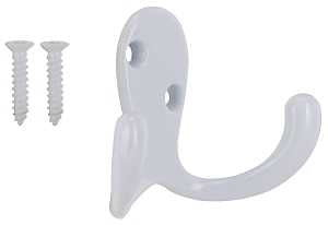 HOOK ROBE DBL PRONG WHT ZN