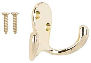 HOOK ROBE DBL PRONG POL BRS