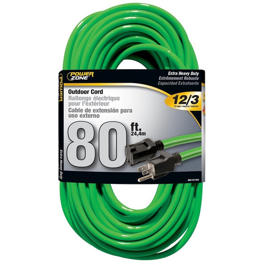 Prime 80 ft. Green 12/3 AWG 3-Prong Plug Extra Heavy Duty Electrical Extension Cord