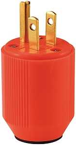 Eaton Wiring Devices Electrical Plug, 2-Pole, 15 A, 125 V, Fluorescent Orange