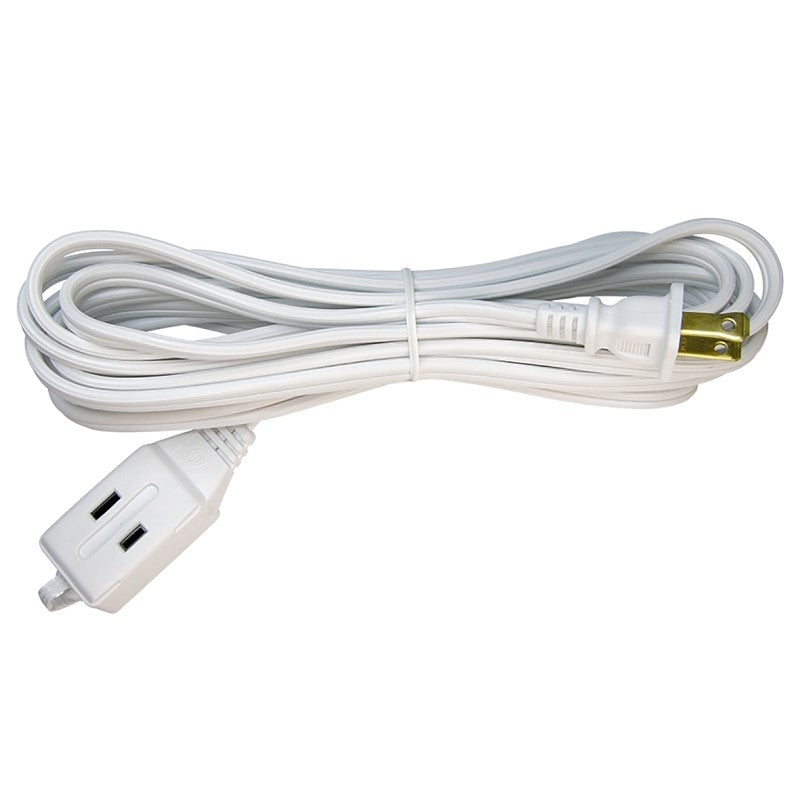 Prime 15 ft. White 16/2 AWG 2-Prong Plug 3 Outlet Head Household Electrical Extension Cord