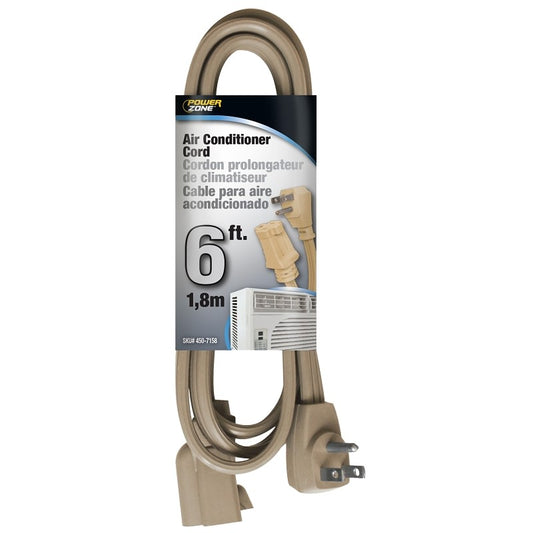Prime 6 ft. Beige 14/3 AWG 3-Prong Plug Household Air Conditioner & Major Appliance Electrical Extension Cord