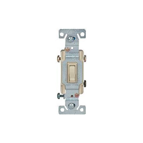 Eaton Wiring Device 1303-7V Toggle Switch, Ivory, 15 A, Wall Mount, Polycarbonate Housing