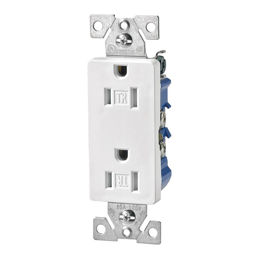 Eaton Wiring Devices 270W White Electrical Decorator Duplex Outlet Receptacle, 2-Pole, 15 A, 125 V, NEMA 5-15R