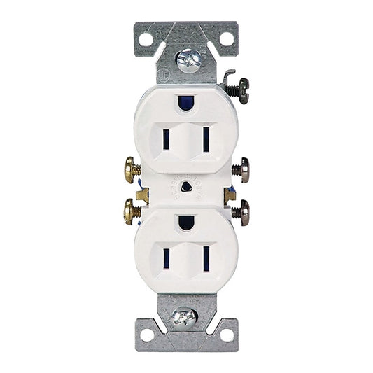 Eaton Wiring Devices 270W White Electrical Duplex Outlet Receptacle, 2-Pole, 15 A, 125 V, NEMA 5-15R