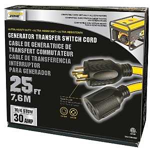 Prime 25 ft. Black/Yellow 10 AWG Electrical Generator Transfer Switch Cord