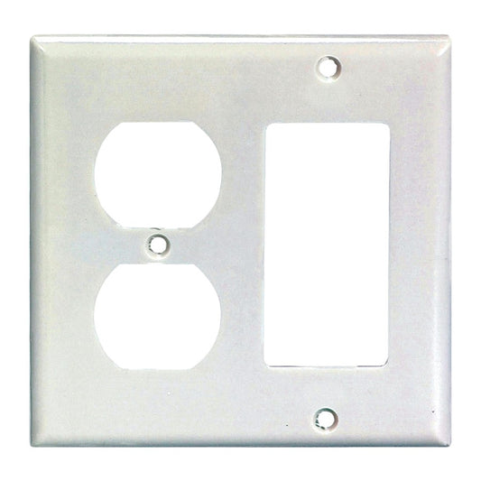 Eaton Wiring Devices 4.5 in. x 4.56 in. Thermoset White 2-Gang Combination Wallplate