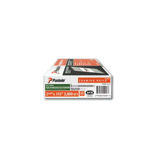 Paslode 30 Degree 2 in. x .113 Hot Dipped Galvanized Paper Tape Collated RounDrive Ring Shank Framing Nail - 2500 pcs