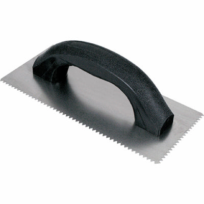 9.5 in. x 4 in. Steel 3/16 in. Notched Wall and Roof Trowel with High Impact Black Plastic Handle