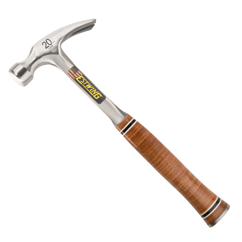 Estwing 20 oz. Straight Claw Ripping Hammer, Polished Steel Head, Leather Grips, E20S