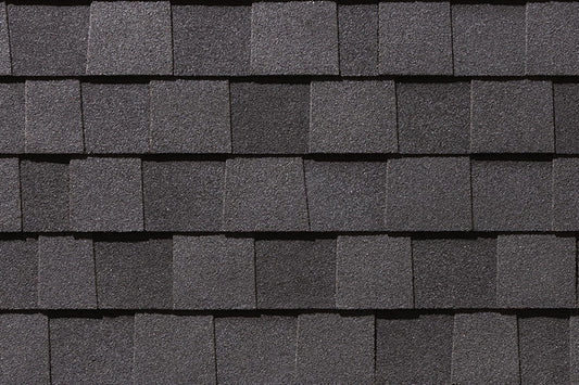 Pattern of dark gray roof shingles
