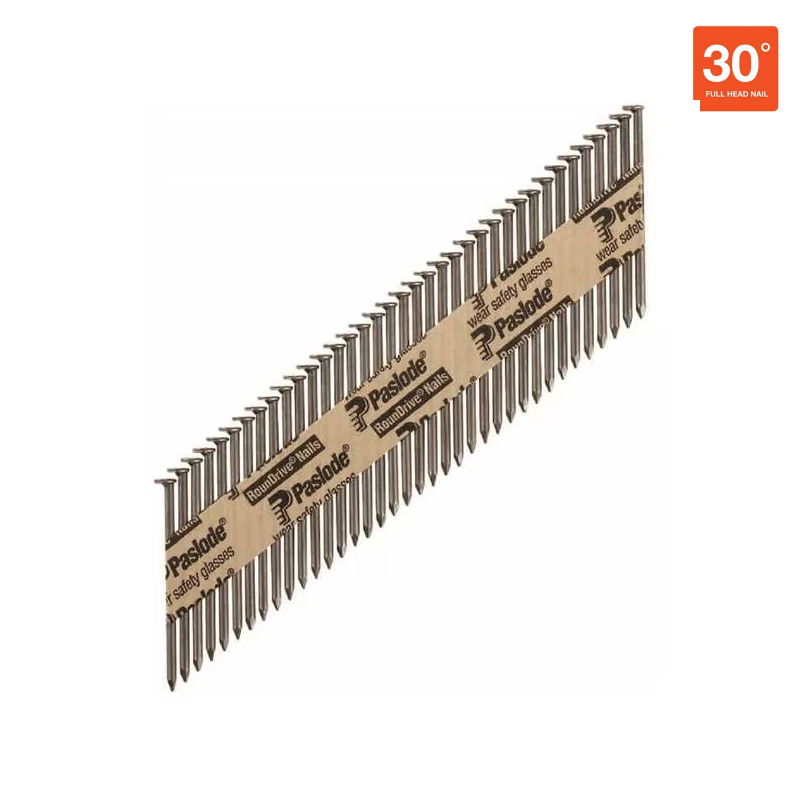Paslode 30 Degree 2-3/8 in. x .113 Bright Paper Tape Collated RounDrive Smooth Shank Framing Nail - 5000 pcs