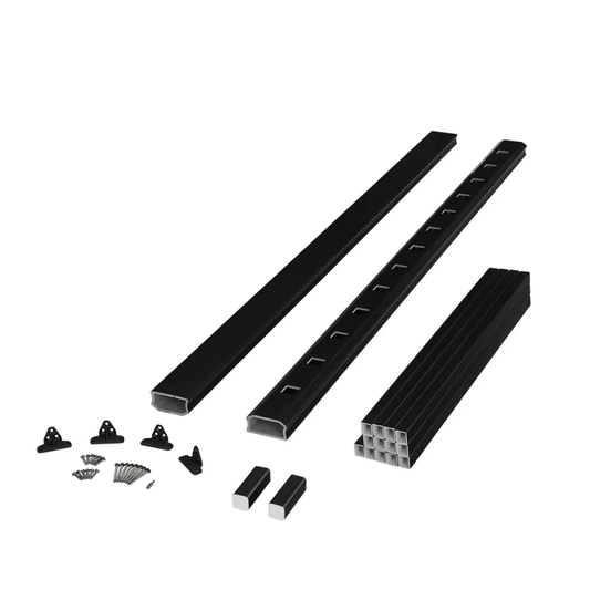 Fiberon Brio 3 ft. x 8 ft. Black Horizontal Line Rail Kit w/ Square Composite Balusters