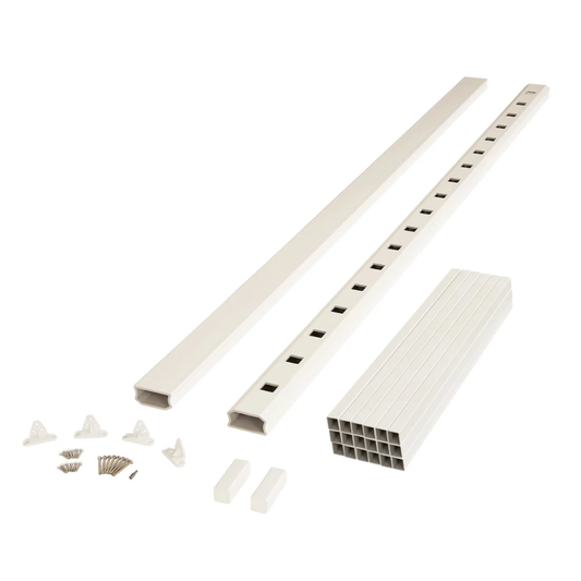 Fiberon Brio 3 ft. x 8 ft. White Horizontal Line Rail Kit w/ Square Composite Balusters
