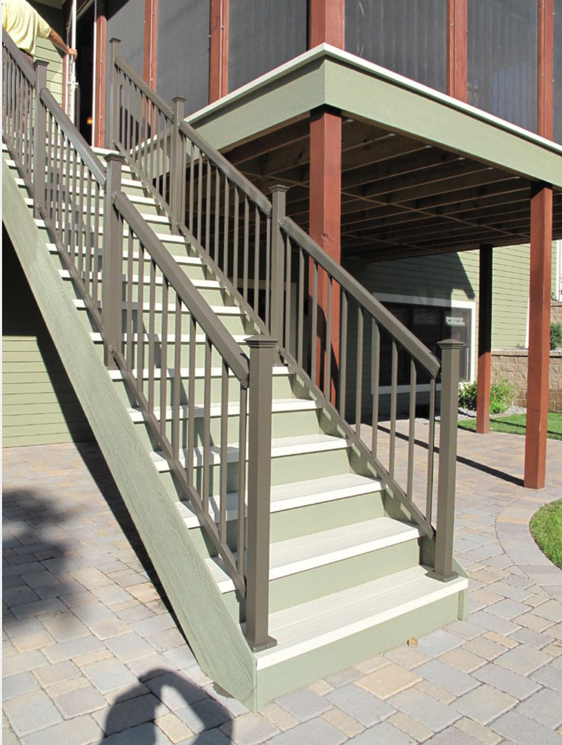 Regal Rail Bronze 36" Narrow Aluminum Stair Pickets - 12 pieces Feature Deck Photo