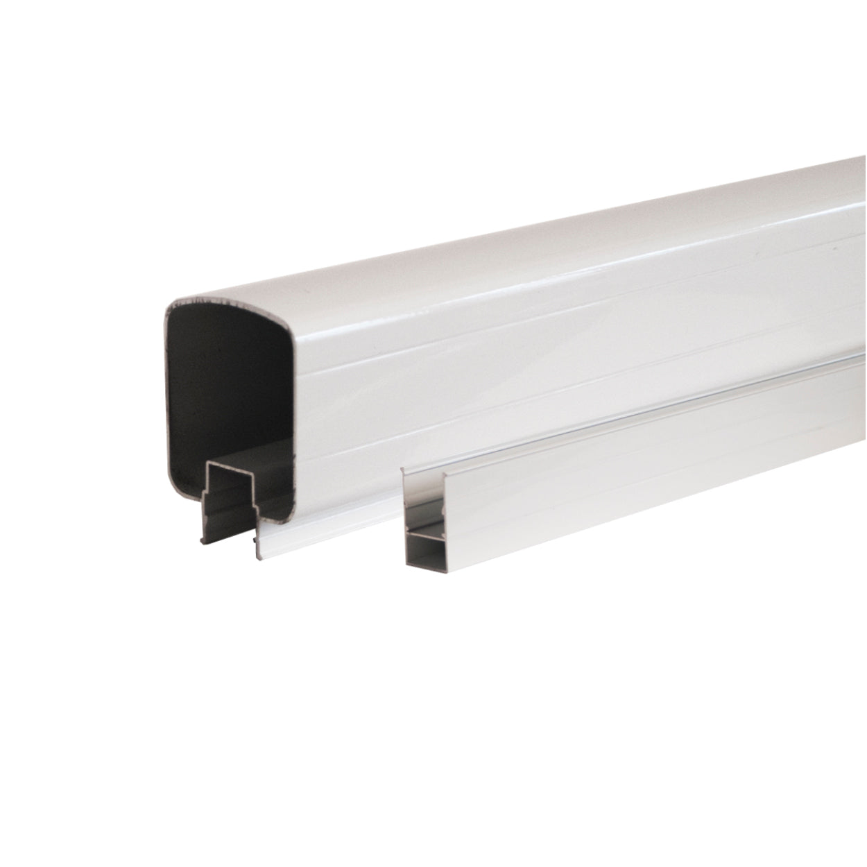 Regal Rail White 6' Aluminum Top and Bottom Hand Rail Feature Product Photo