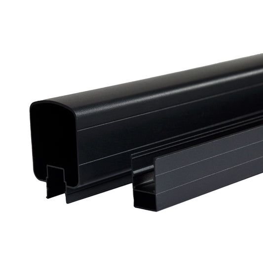 Regal Rail Black 6' Aluminum Top and Bottom Hand Rail Feature Product Photo