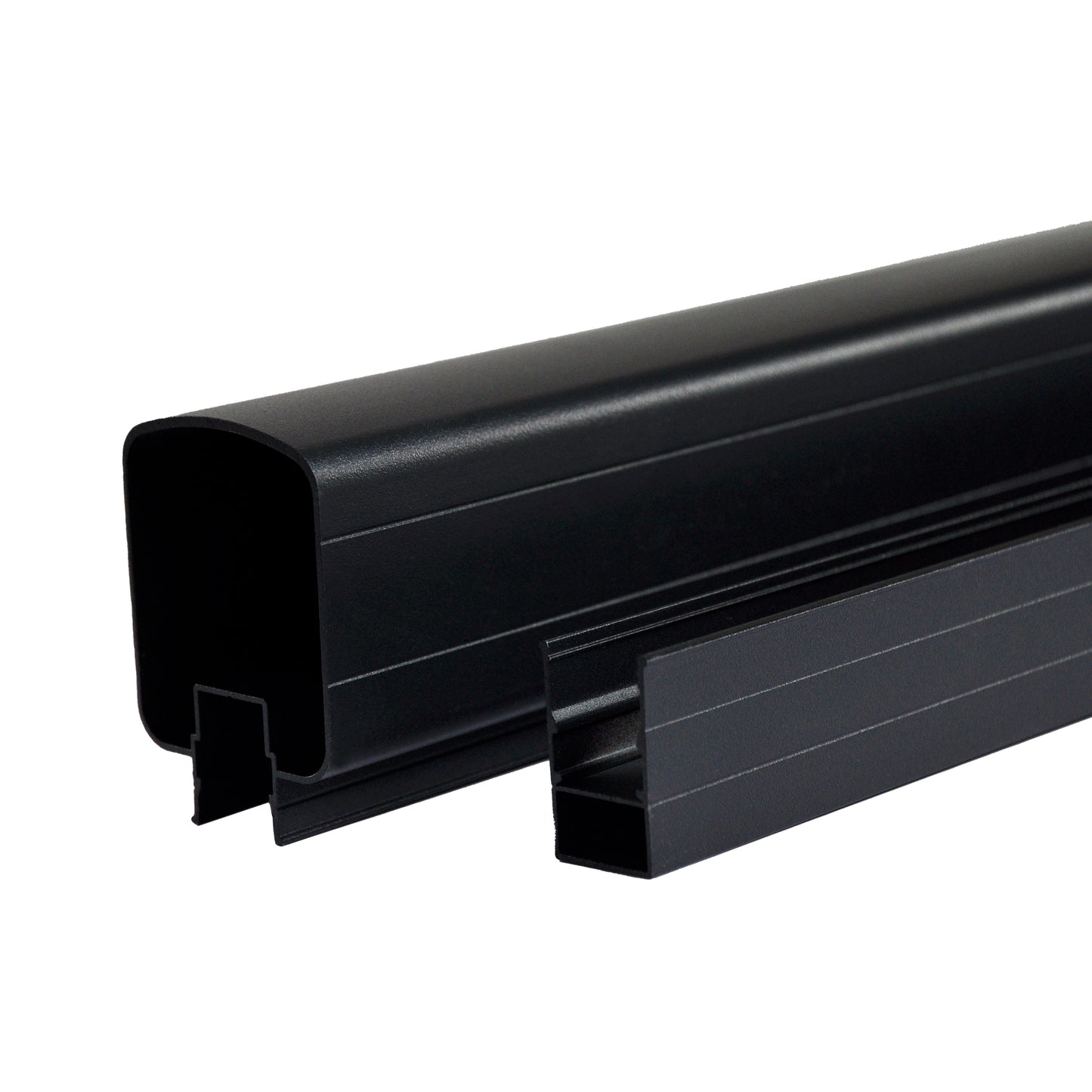 Regal Rail Black 8' Aluminum Top and Bottom Hand Rail Feature Product Photo