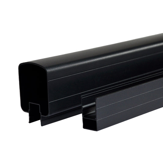 Regal Rail Black 10' Aluminum Top and Bottom Hand Rail Feature Product Photo