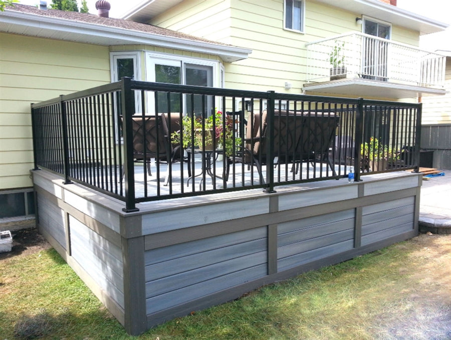 Regal Rail Black 10' Aluminum Top and Bottom Hand Rail Featured Porch Photo