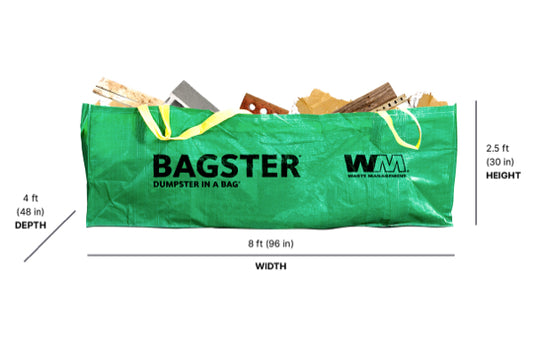 Waste Management Bagster Dumpster In A Bag, 8 ft x 4 ft x 2.5 ft