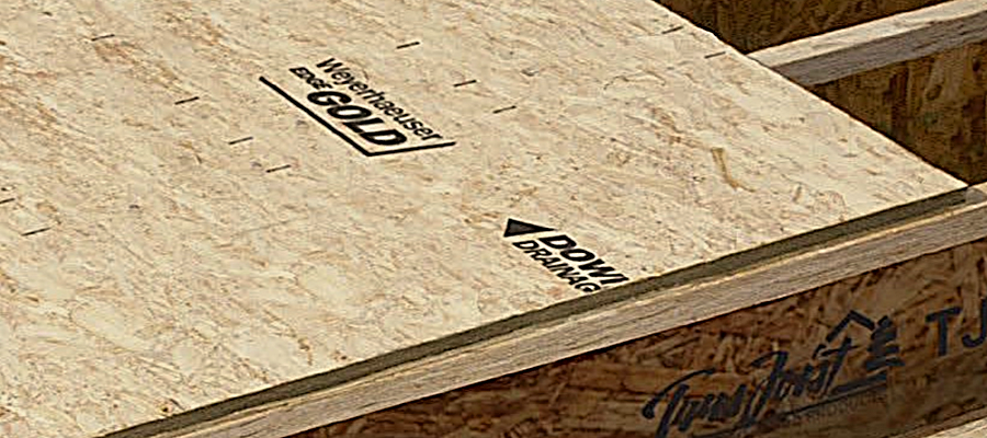 3/4"x4'x8' Water-Resistant OSB, Weyerhaeuser Edge Gold Enhanced Subfloor Panel, 50-Year Warranty