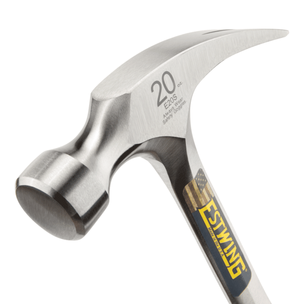 Estwing 20 oz. Straight Claw Ripping Hammer, Polished Steel Head, Leather Grips, E20S