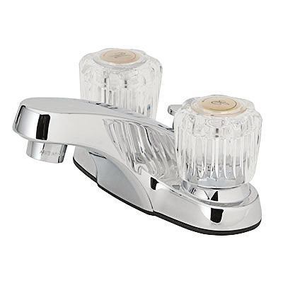 CHROME BATHROOM FAUCET W/ TWO ACRYLIC HANDLE