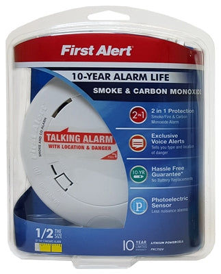First Alert Combination Smoke Detector and Carbon Monoxide 10 year Battery with Voice and Location Alert