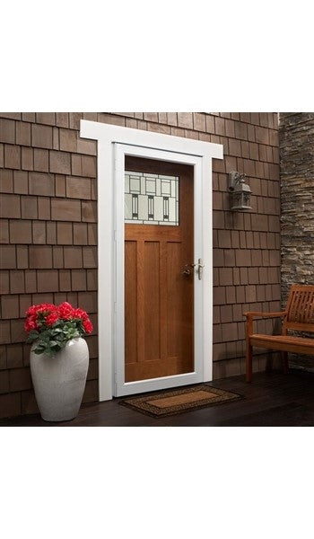 ANDERSEN 6 SERIES 36" FULLVIEW WHITE STORM DOOR W/ INTERCHANGABLE PANEL AND SWEEP