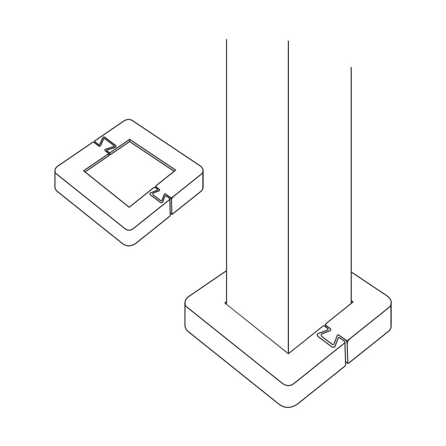 Regal Rail 2-1/2" White Aluminum Post Base Cover Feature Outline