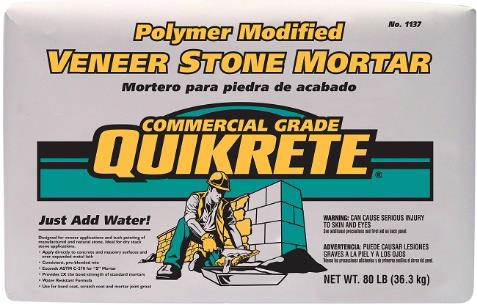 Polymer Modified Veneer Stone Mortar 80 lb. by QUIKRETE #113785